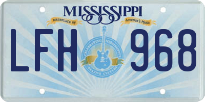 MS license plate LFH968