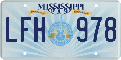 MS license plate LFH978