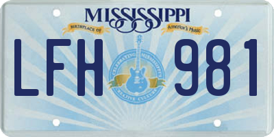 MS license plate LFH981