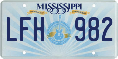 MS license plate LFH982