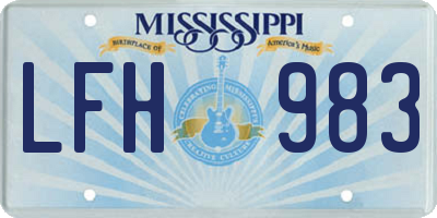 MS license plate LFH983