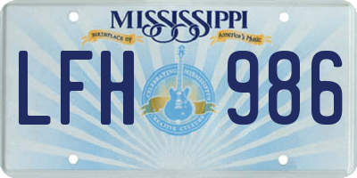 MS license plate LFH986
