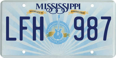 MS license plate LFH987