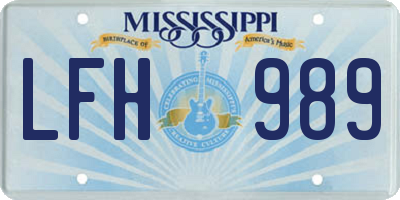 MS license plate LFH989