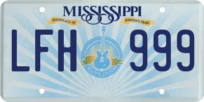 MS license plate LFH999