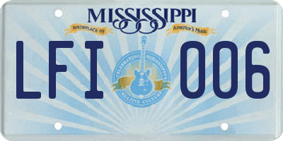 MS license plate LFI006