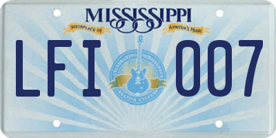 MS license plate LFI007