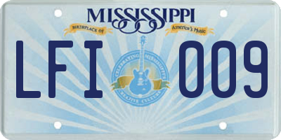 MS license plate LFI009