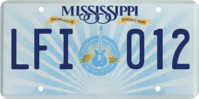 MS license plate LFI012