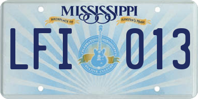 MS license plate LFI013