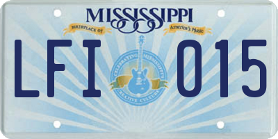 MS license plate LFI015