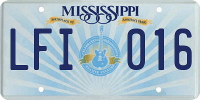 MS license plate LFI016