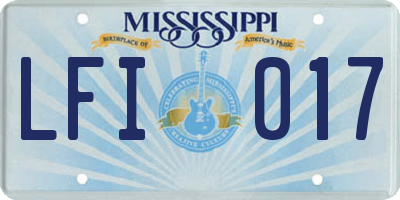 MS license plate LFI017