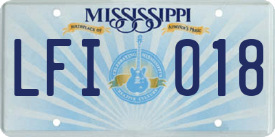 MS license plate LFI018