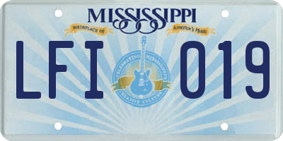 MS license plate LFI019