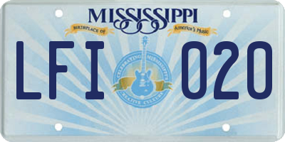 MS license plate LFI020