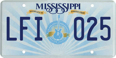 MS license plate LFI025