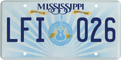 MS license plate LFI026