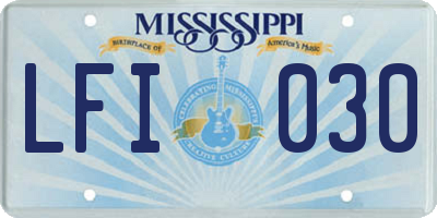 MS license plate LFI030