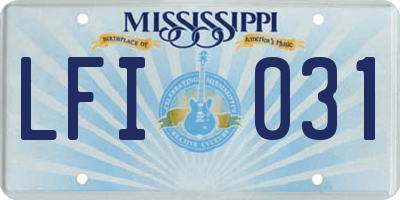 MS license plate LFI031