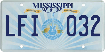 MS license plate LFI032