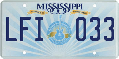 MS license plate LFI033
