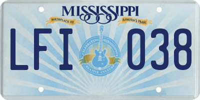 MS license plate LFI038