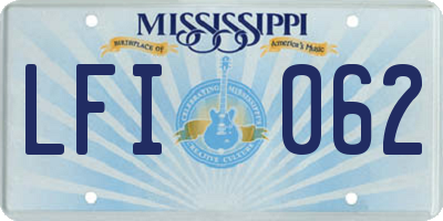 MS license plate LFI062