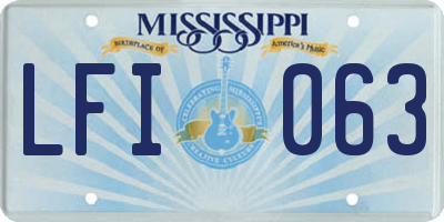 MS license plate LFI063