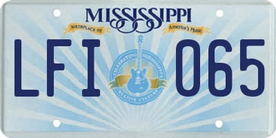 MS license plate LFI065