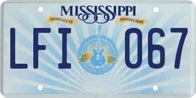 MS license plate LFI067