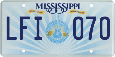 MS license plate LFI070