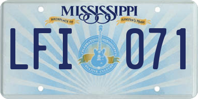 MS license plate LFI071