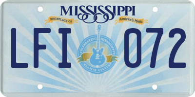 MS license plate LFI072