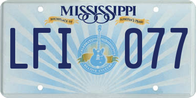 MS license plate LFI077