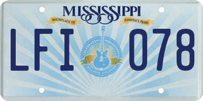 MS license plate LFI078