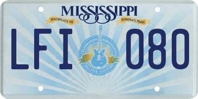 MS license plate LFI080
