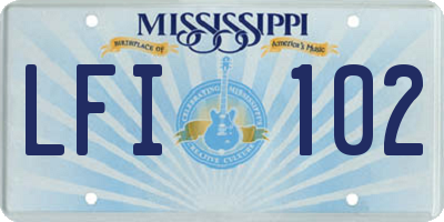 MS license plate LFI102