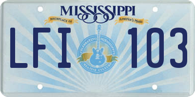 MS license plate LFI103