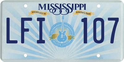 MS license plate LFI107