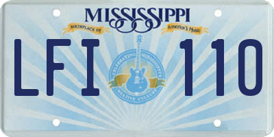MS license plate LFI110