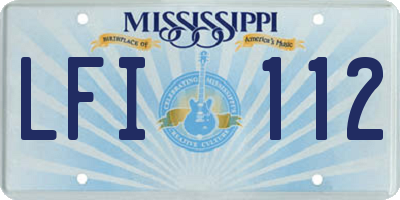 MS license plate LFI112
