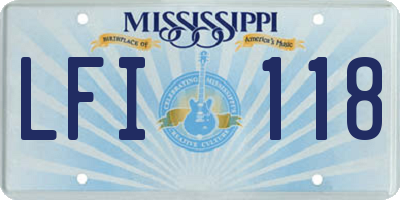 MS license plate LFI118