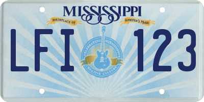 MS license plate LFI123