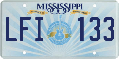 MS license plate LFI133