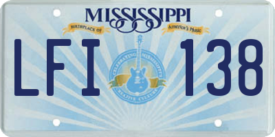 MS license plate LFI138