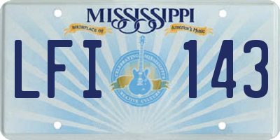 MS license plate LFI143