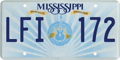 MS license plate LFI172