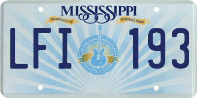 MS license plate LFI193