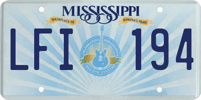 MS license plate LFI194